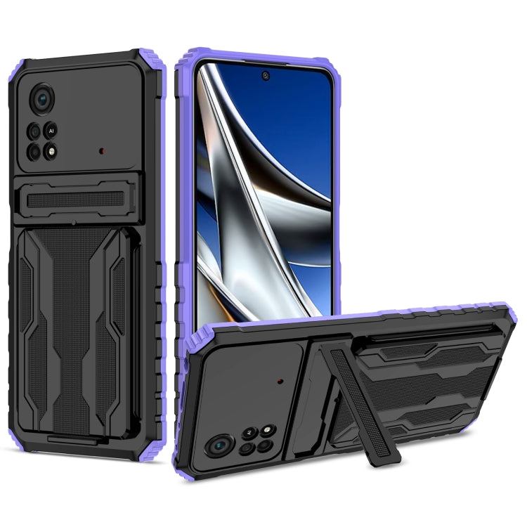 For Xiaomi Poco X4 Pro 5G Kickstand Armor Card Wallet Phone Case