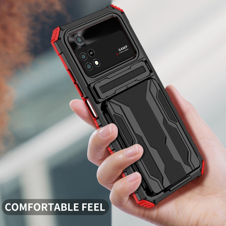 For Xiaomi Poco M4 Pro 4G Kickstand Armor Card Wallet Phone Case