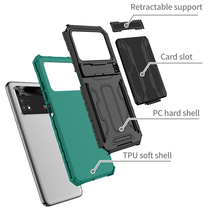 For Xiaomi Poco M4 Pro 4G Kickstand Armor Card Wallet Phone Case