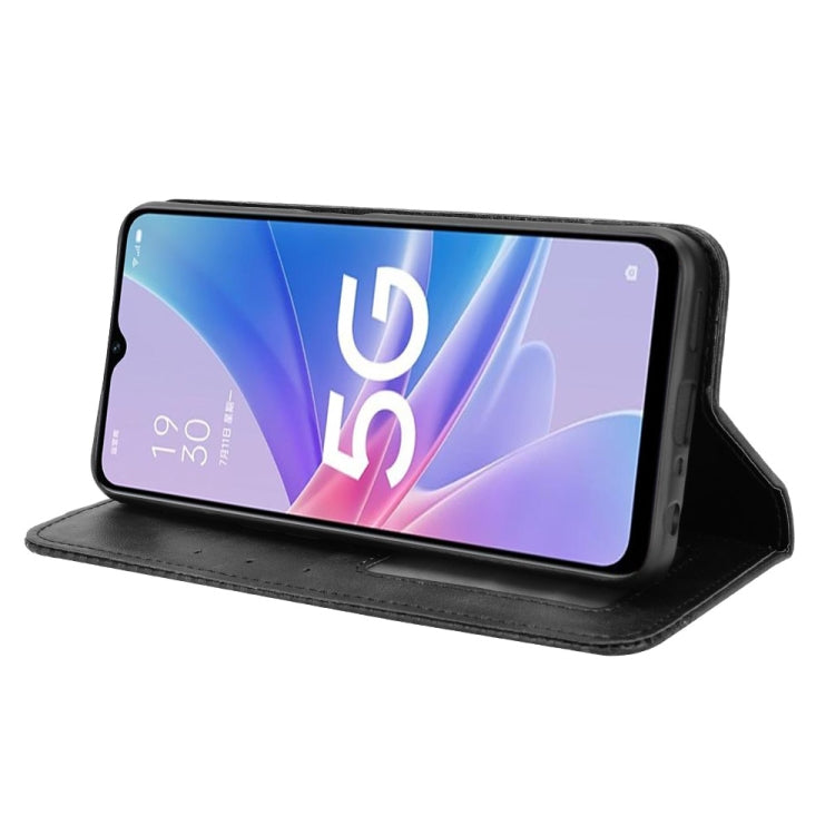 For OPPO A97 5G Magnetic Buckle Retro Texture Leather Phone Case