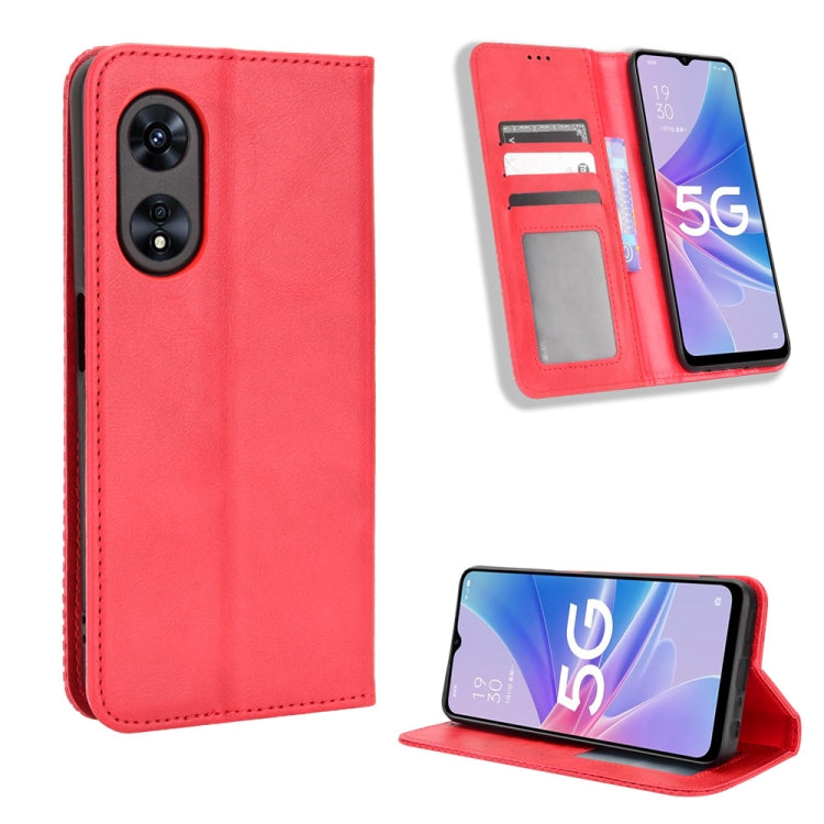 For OPPO A97 5G Magnetic Buckle Retro Texture Leather Phone Case