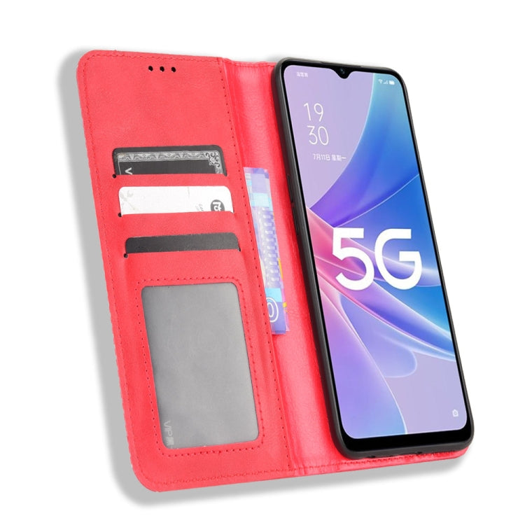 For OPPO A97 5G Magnetic Buckle Retro Texture Leather Phone Case