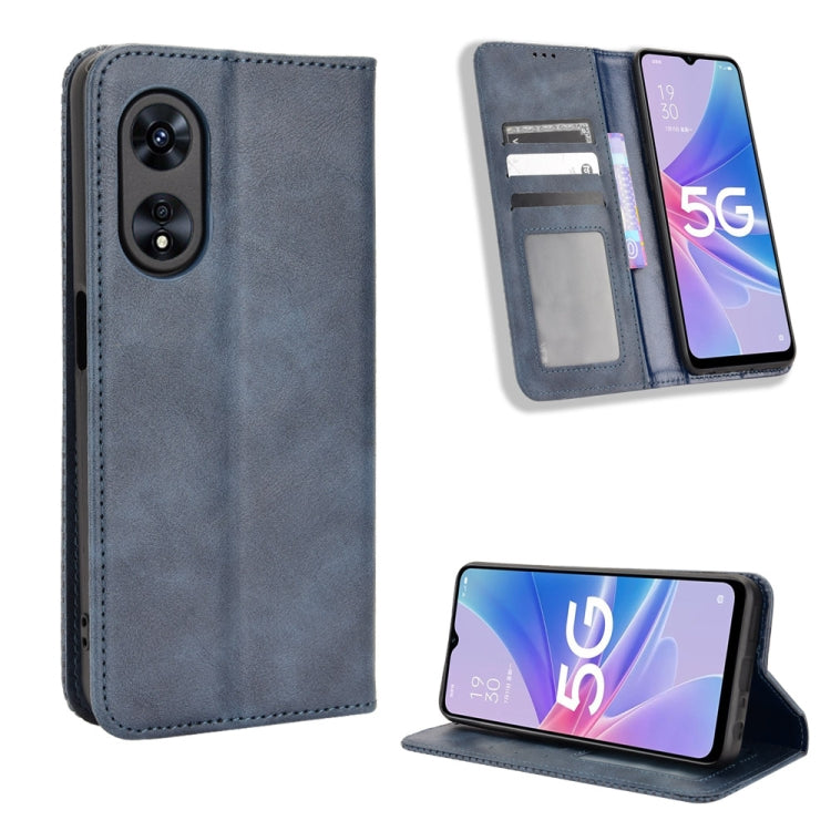 For OPPO A97 5G Magnetic Buckle Retro Texture Leather Phone Case