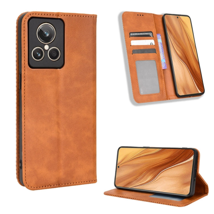 For Realme GT2 Explorer Master Magnetic Buckle Retro Texture Leather Phone Case