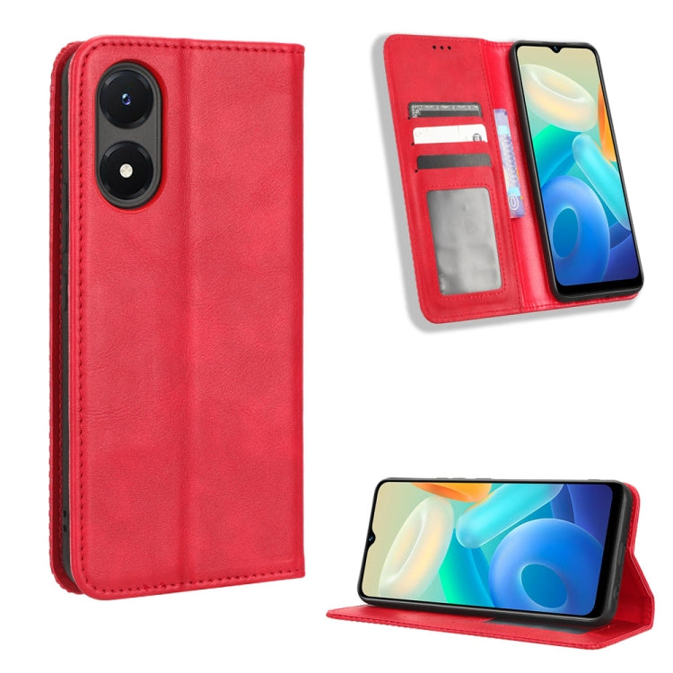For vivo Y02s Magnetic Buckle Retro Texture Leather Phone Case