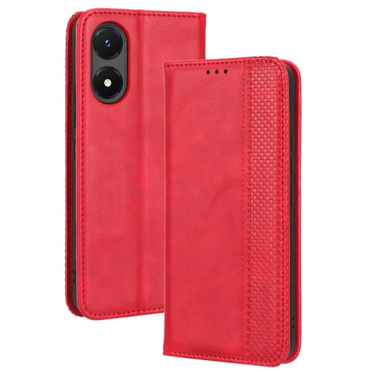 For vivo Y02s Magnetic Buckle Retro Texture Leather Phone Case