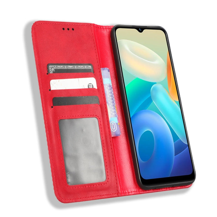 For vivo Y02s Magnetic Buckle Retro Texture Leather Phone Case