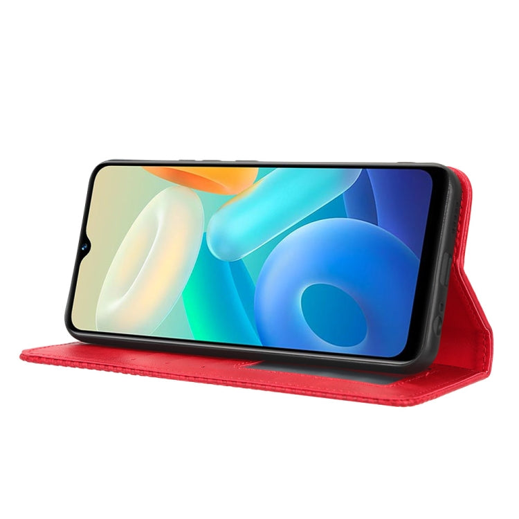 For vivo Y02s Magnetic Buckle Retro Texture Leather Phone Case