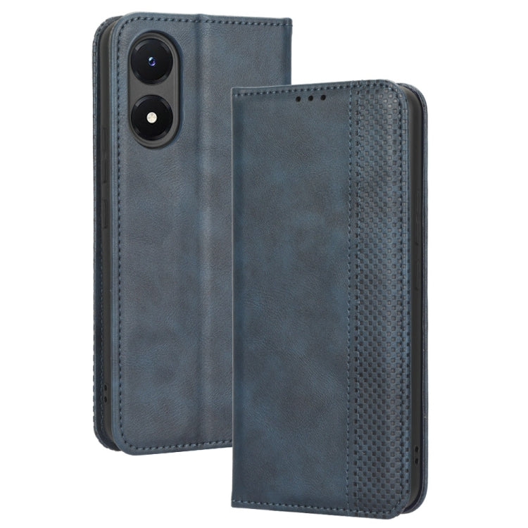 For vivo Y02s Magnetic Buckle Retro Texture Leather Phone Case