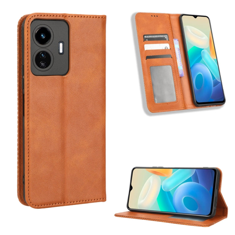 For vivo Y77 5G Magnetic Buckle Retro Texture Leather Phone Case