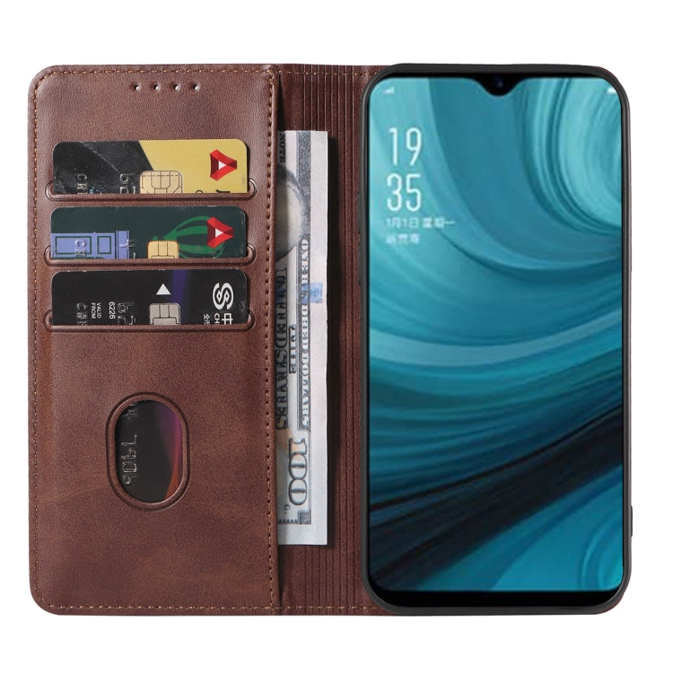 For OPPO A7n Magnetic Closure Leather Phone Case
