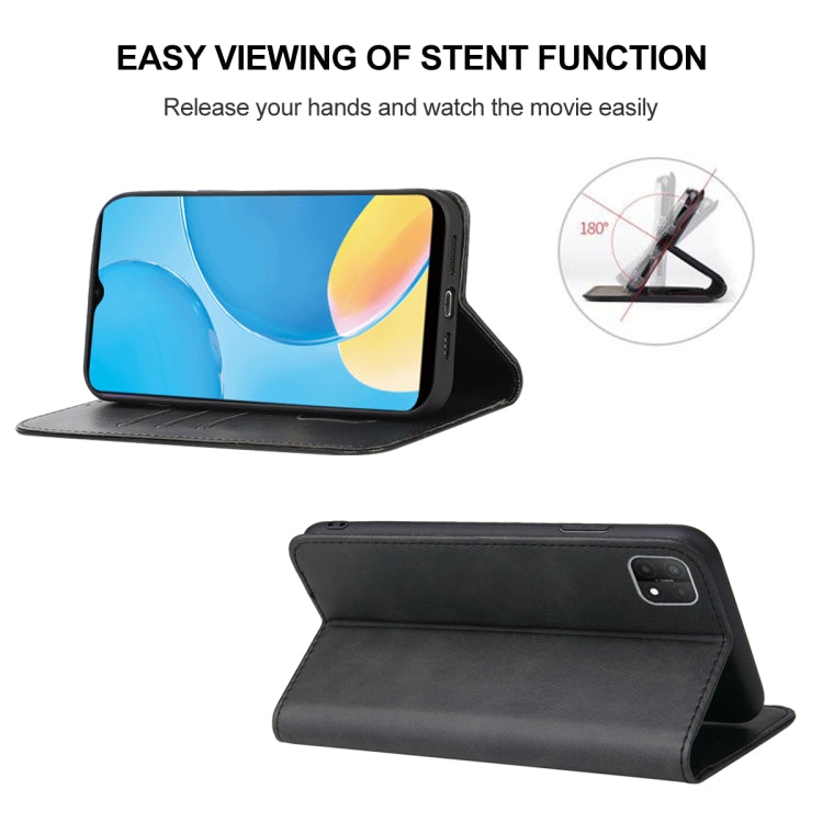 For OPPO A15s Magnetic Closure Leather Phone Case