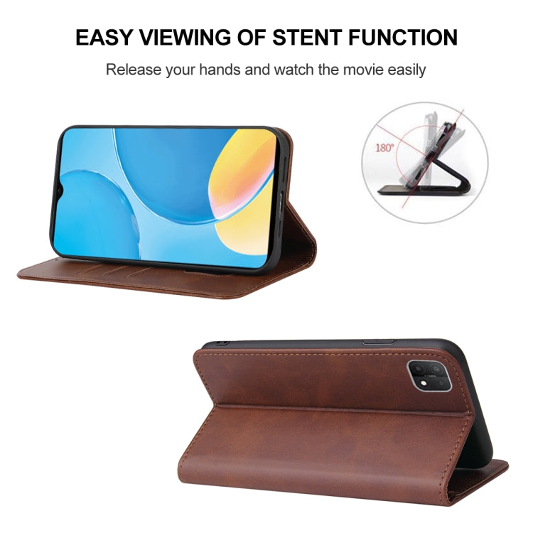 For OPPO A15s Magnetic Closure Leather Phone Case