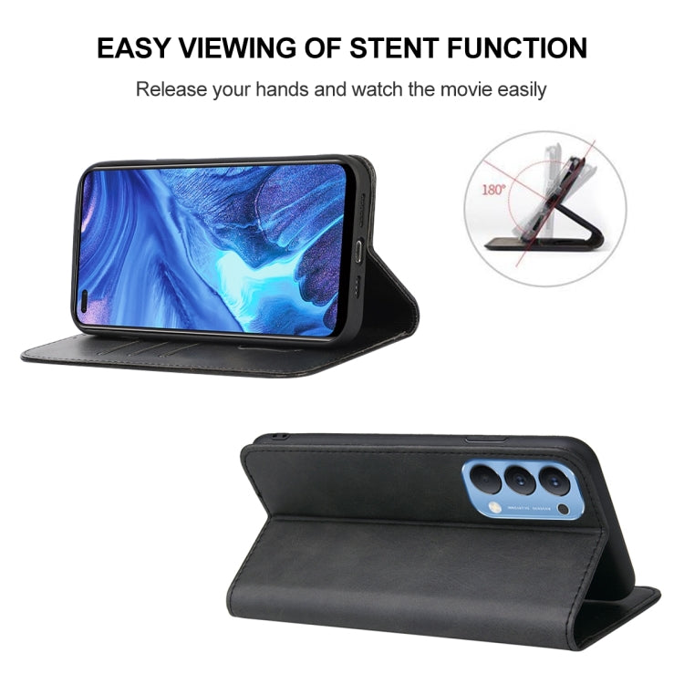 For OPPO Reno4 Magnetic Closure Leather Phone Case