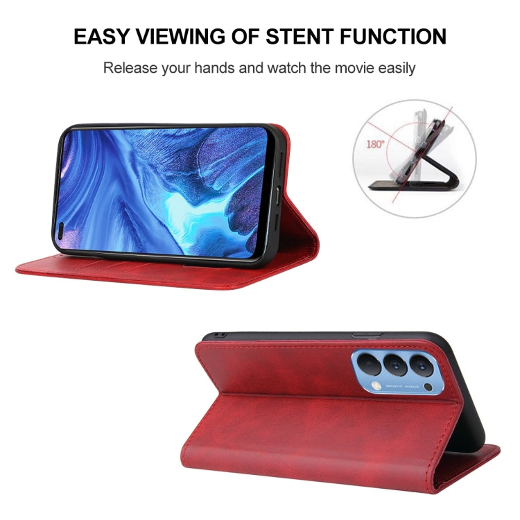 For OPPO Reno4 Magnetic Closure Leather Phone Case