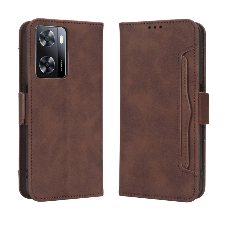 For OPPO A57 5G / 4G Skin Feel Calf Texture Card Slots Leather Phone Case