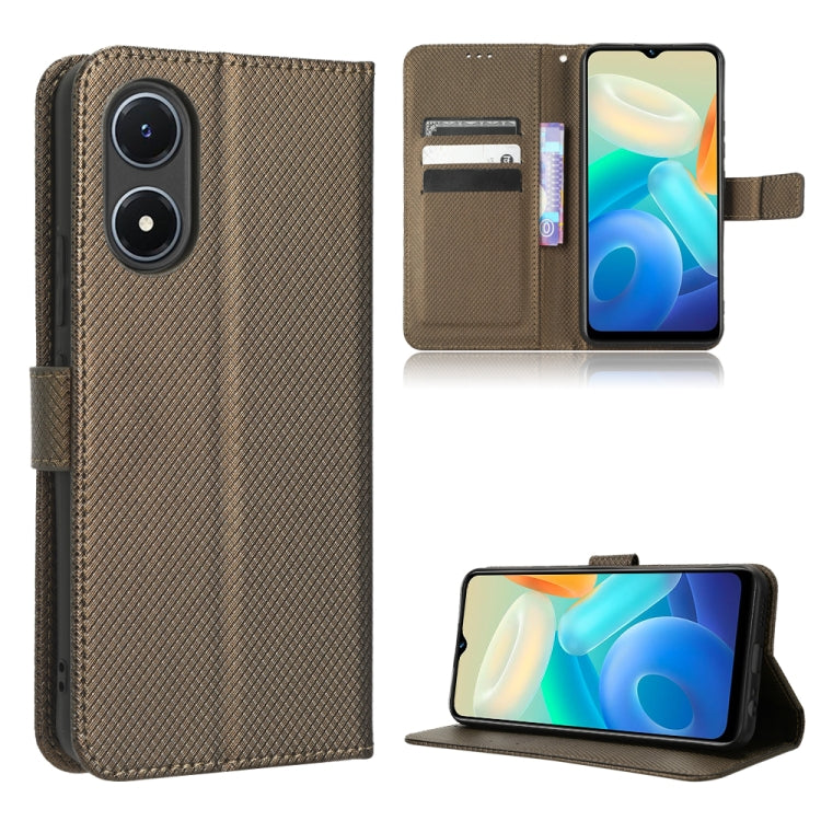 For vivo Y02s Diamond Texture Leather Phone Case