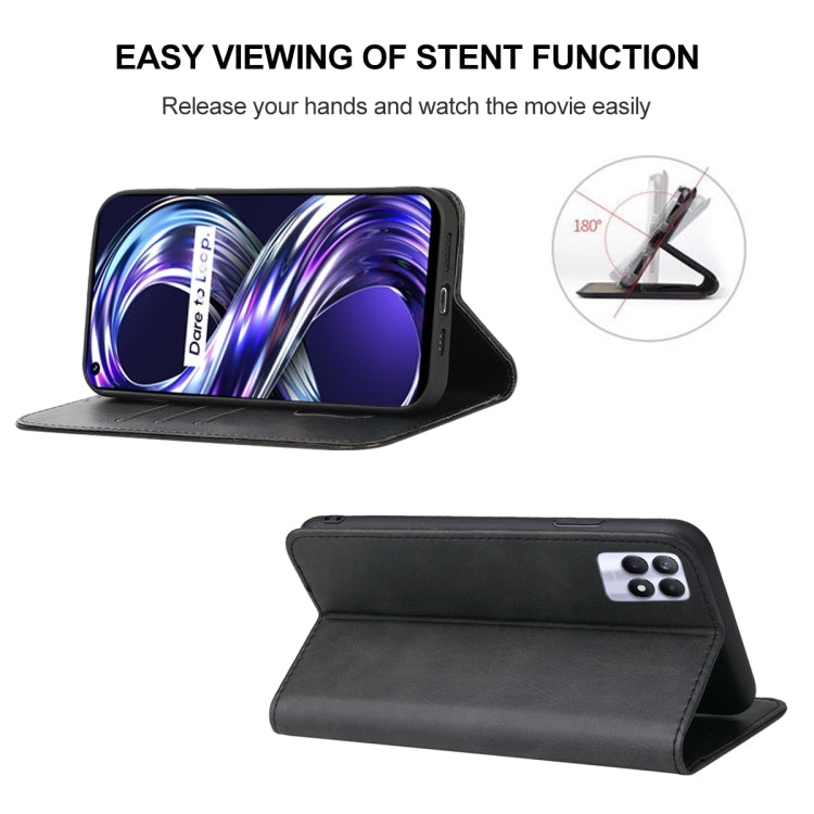 For Realme 8i Magnetic Closure Leather Phone Case