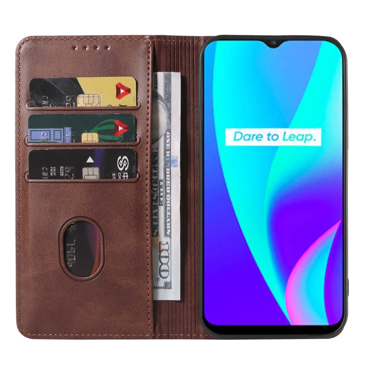 For Realme C12 Magnetic Closure Leather Phone Case