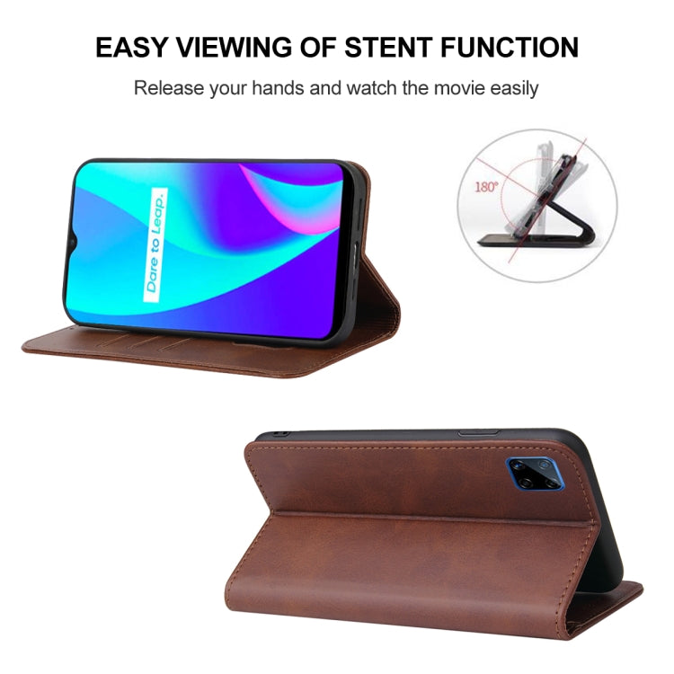 For Realme C12 Magnetic Closure Leather Phone Case