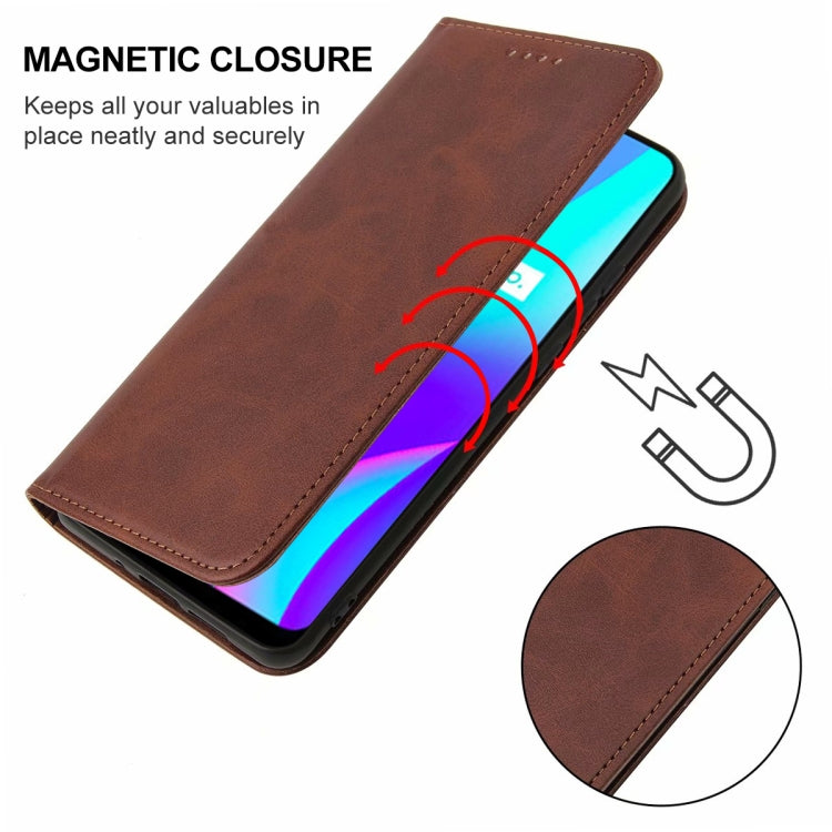 For Realme C12 Magnetic Closure Leather Phone Case