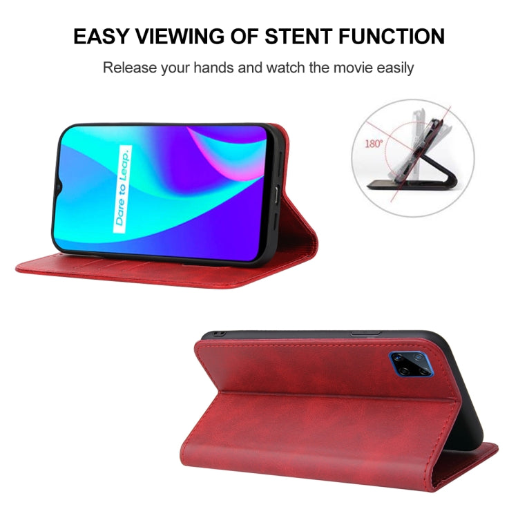 For Realme C12 Magnetic Closure Leather Phone Case