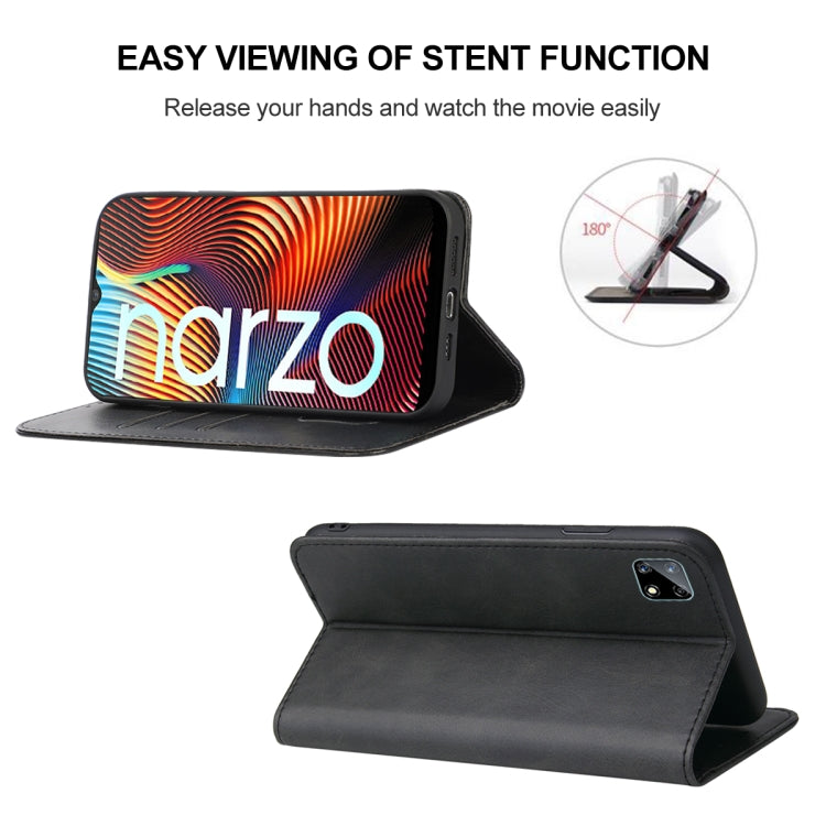 For Realme Narzo Magnetic Closure Leather Phone Case