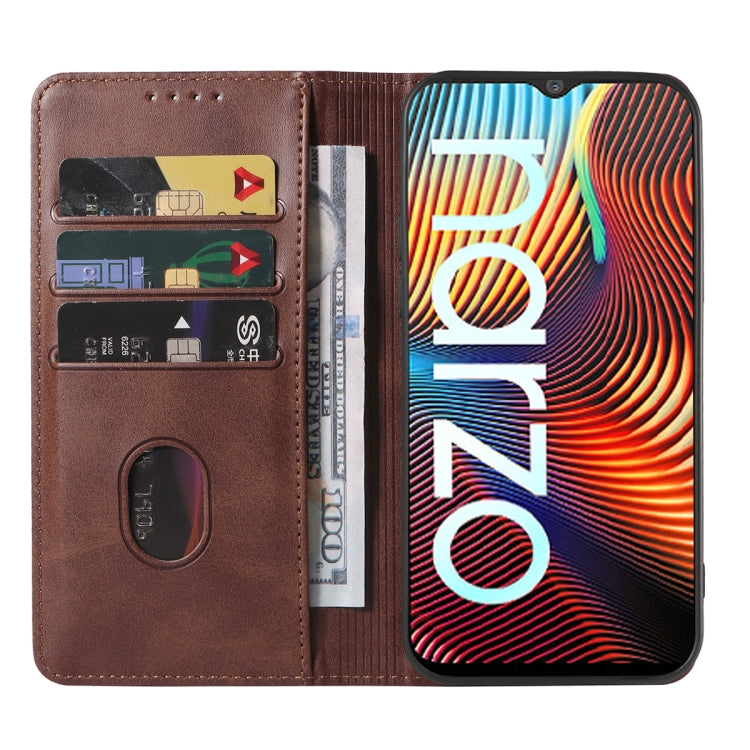 For Realme Narzo Magnetic Closure Leather Phone Case