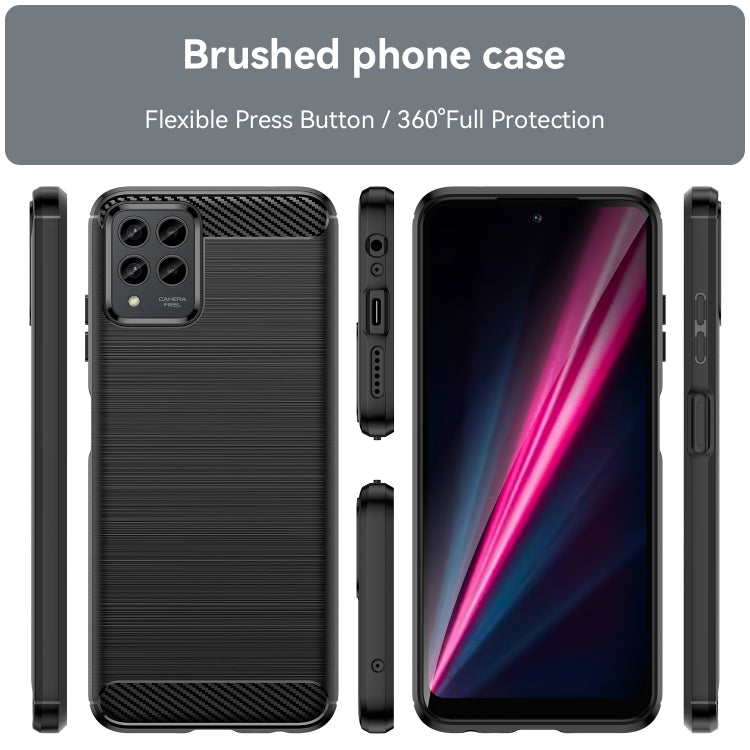 For T-Mobile REVVL 6 Pro 5G Brushed Texture Carbon Fiber TPU Phone Case
