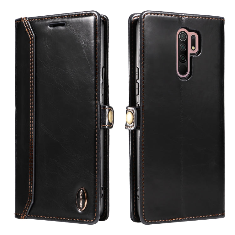 For Xiaomi Redmi 9 GQUTROBE RFID Blocking Oil Wax Leather Phone Case