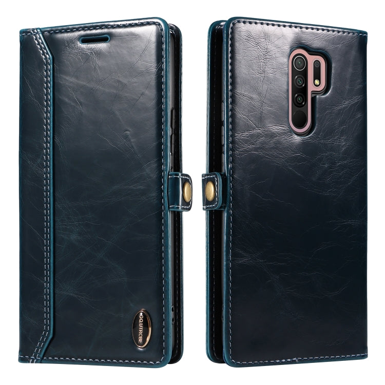 For Xiaomi Redmi 9 GQUTROBE RFID Blocking Oil Wax Leather Phone Case