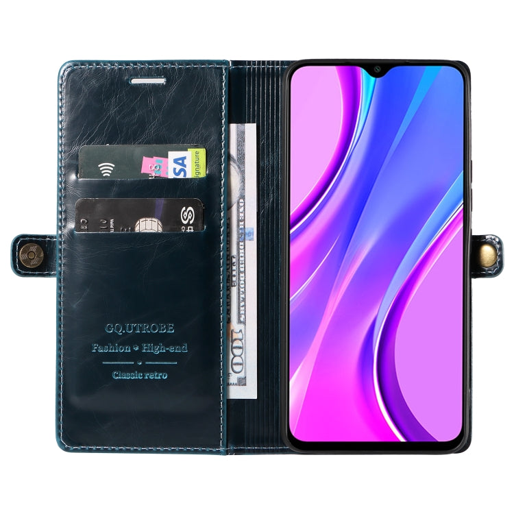For Xiaomi Redmi 9 GQUTROBE RFID Blocking Oil Wax Leather Phone Case