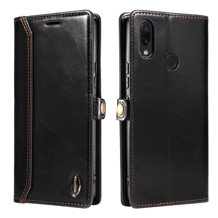 For Xiaomi Redmi Note 7 GQUTROBE RFID Blocking Oil Wax Leather Phone Case