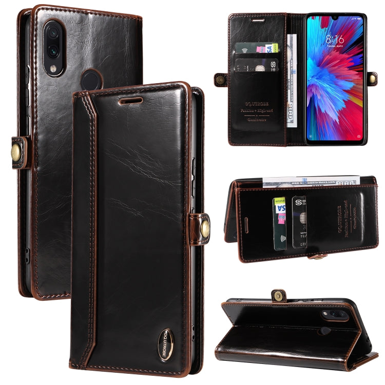 For Xiaomi Redmi Note 7 GQUTROBE RFID Blocking Oil Wax Leather Phone Case
