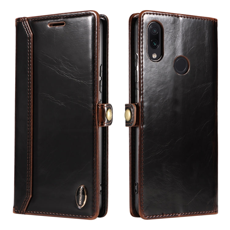 For Xiaomi Redmi Note 7 GQUTROBE RFID Blocking Oil Wax Leather Phone Case