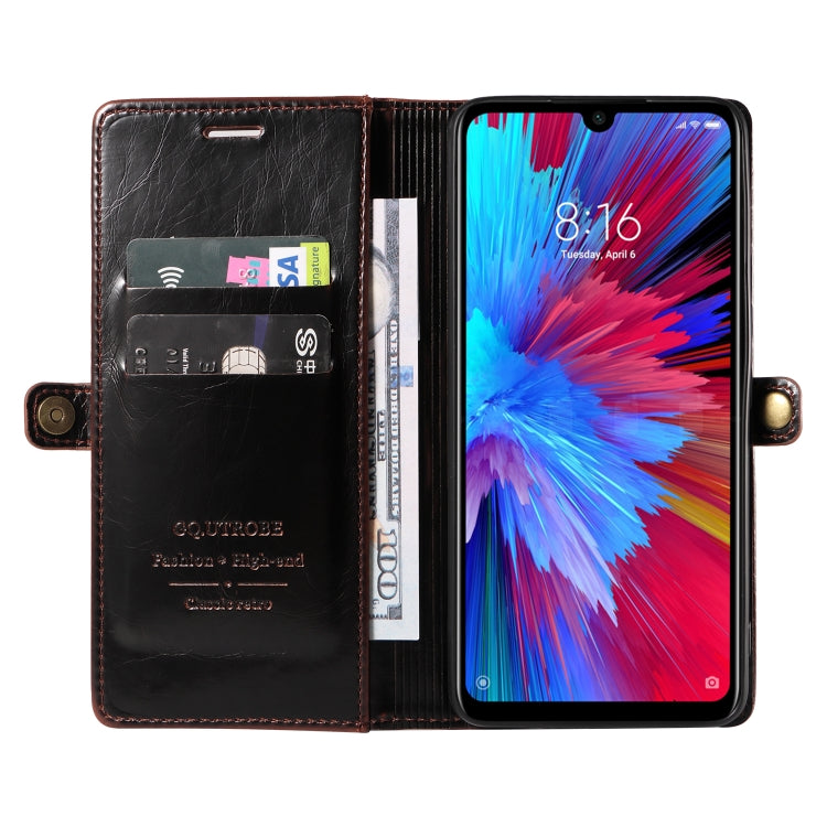 For Xiaomi Redmi Note 7 GQUTROBE RFID Blocking Oil Wax Leather Phone Case