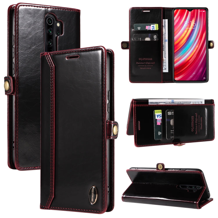 For Xiaomi Redmi Note 8 Pro GQUTROBE RFID Blocking Oil Wax Leather Phone Case