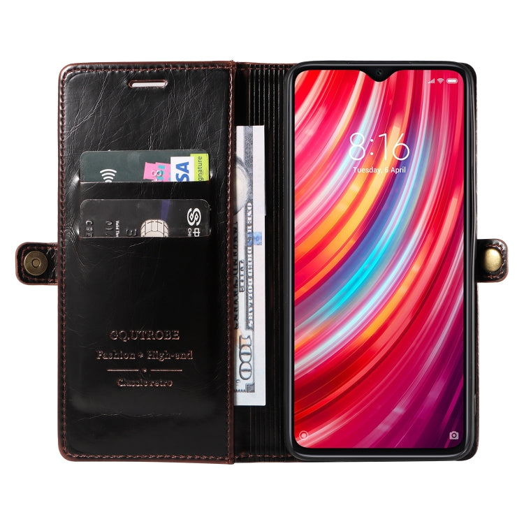 For Xiaomi Redmi Note 8 Pro GQUTROBE RFID Blocking Oil Wax Leather Phone Case