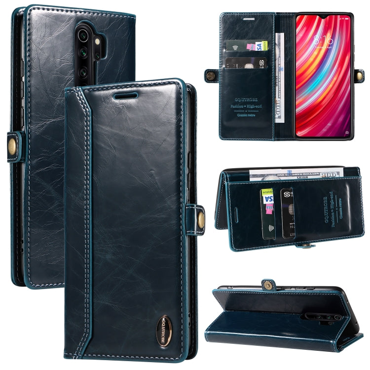 For Xiaomi Redmi Note 8 Pro GQUTROBE RFID Blocking Oil Wax Leather Phone Case