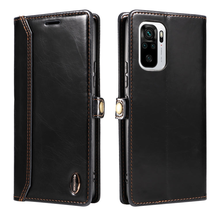 For Xiaomi Redmi Note 10 4G GQUTROBE RFID Blocking Oil Wax Leather Phone Case