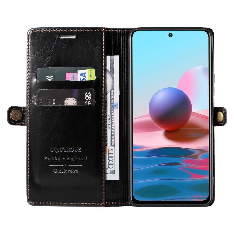 For Xiaomi Redmi Note 10 4G GQUTROBE RFID Blocking Oil Wax Leather Phone Case