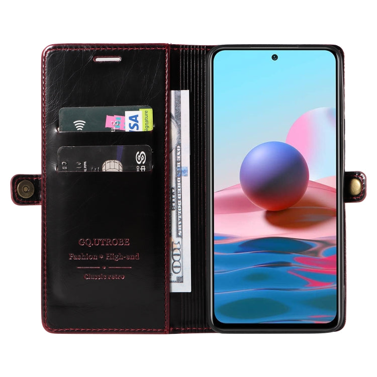For Xiaomi Redmi Note 10 4G GQUTROBE RFID Blocking Oil Wax Leather Phone Case
