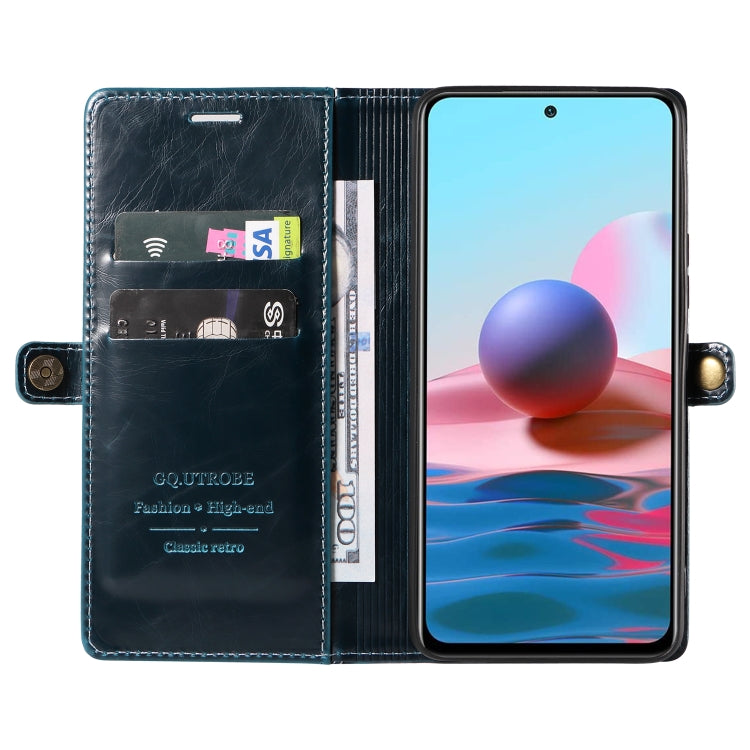 For Xiaomi Redmi Note 10 4G GQUTROBE RFID Blocking Oil Wax Leather Phone Case