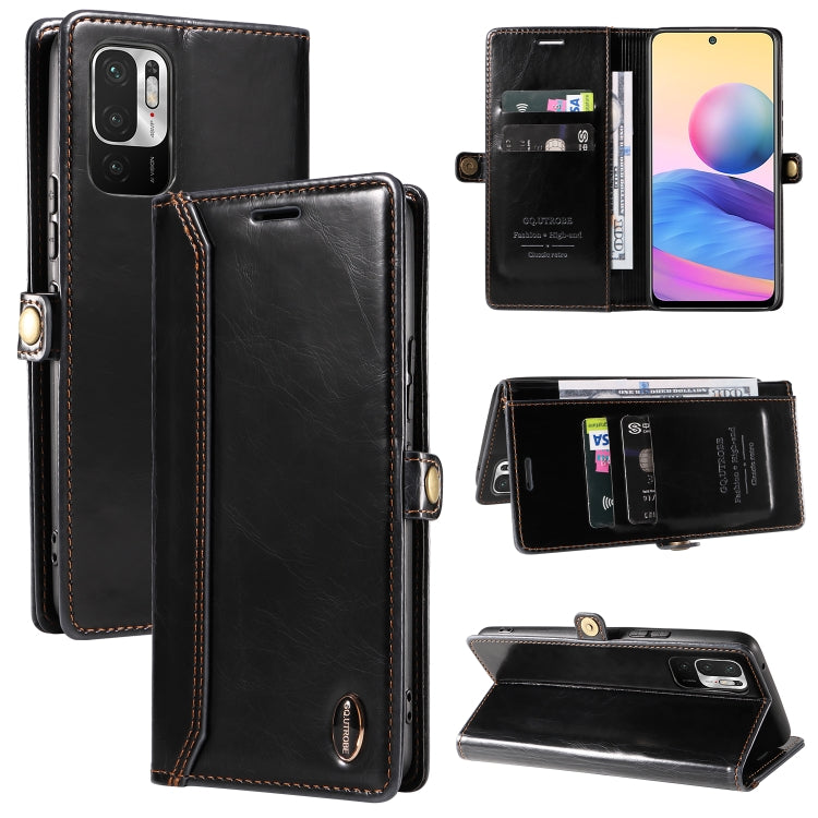 For Xiaomi Redmi Note 10 5G GQUTROBE RFID Blocking Oil Wax Leather Phone Case