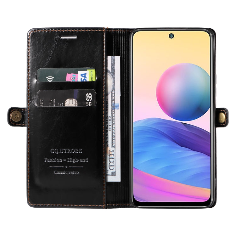For Xiaomi Redmi Note 10 5G GQUTROBE RFID Blocking Oil Wax Leather Phone Case