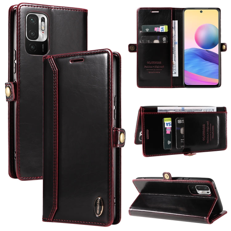 For Xiaomi Redmi Note 10 5G GQUTROBE RFID Blocking Oil Wax Leather Phone Case