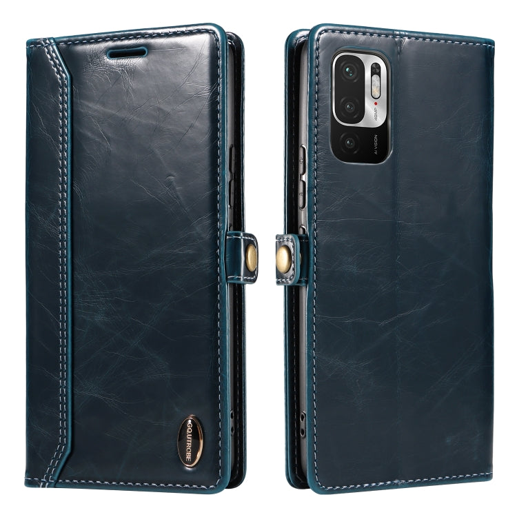 For Xiaomi Redmi Note 10 5G GQUTROBE RFID Blocking Oil Wax Leather Phone Case