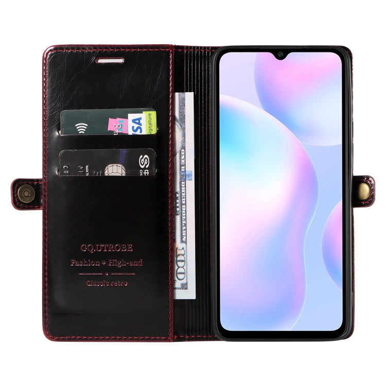 For Xiaomi Redmi 9A GQUTROBE RFID Blocking Oil Wax Leather Phone Case