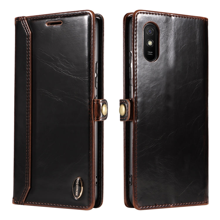 For Xiaomi Redmi 9A GQUTROBE RFID Blocking Oil Wax Leather Phone Case