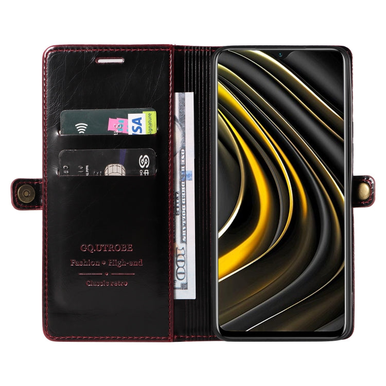 For Xiaomi Redmi 9T / Poco M3 GQUTROBE RFID Blocking Oil Wax Leather Phone Case